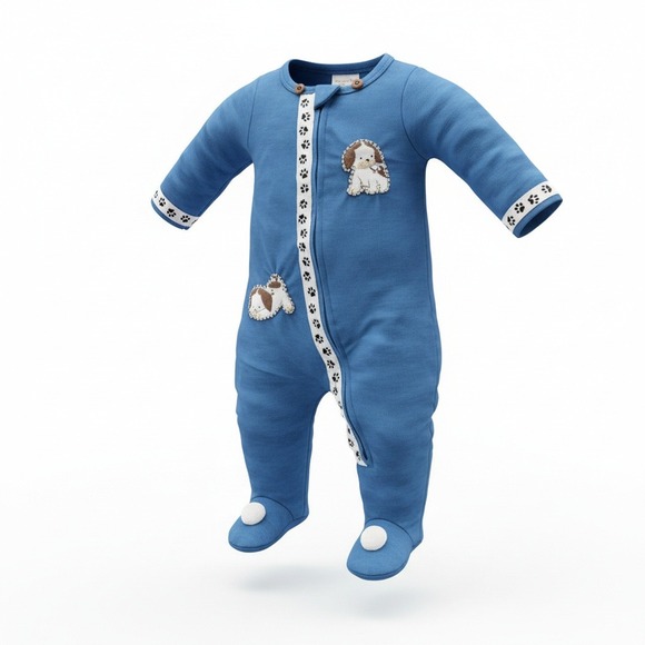 Jinene n' Bead Other - Jinene n Bead Pokey Little Puppy Beaded Footed Sleeper Pajamas 0-3‎ Months